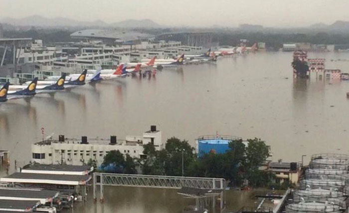 chennai airport under water