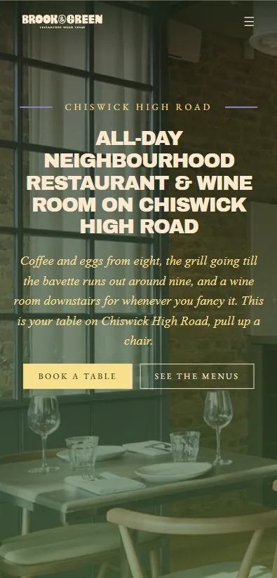 Brook & Green website on mobile