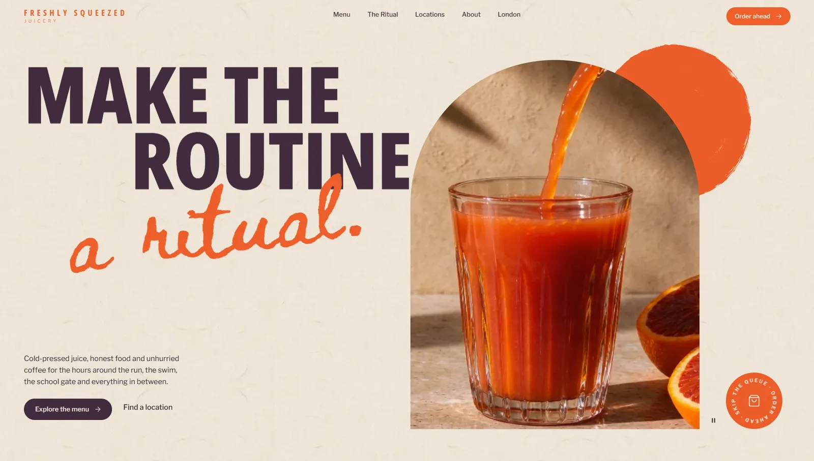 Freshly Squeezed website on desktop