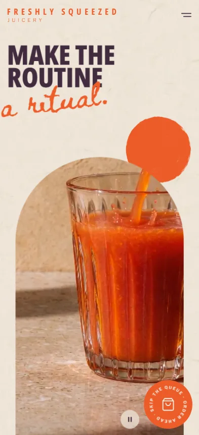 Freshly Squeezed website on mobile
