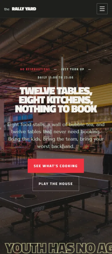The Rally Yard website on mobile