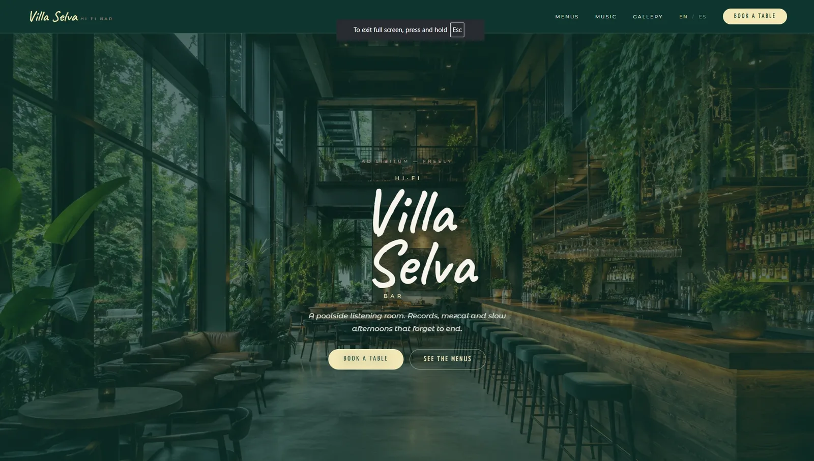 Villa Selva website on desktop