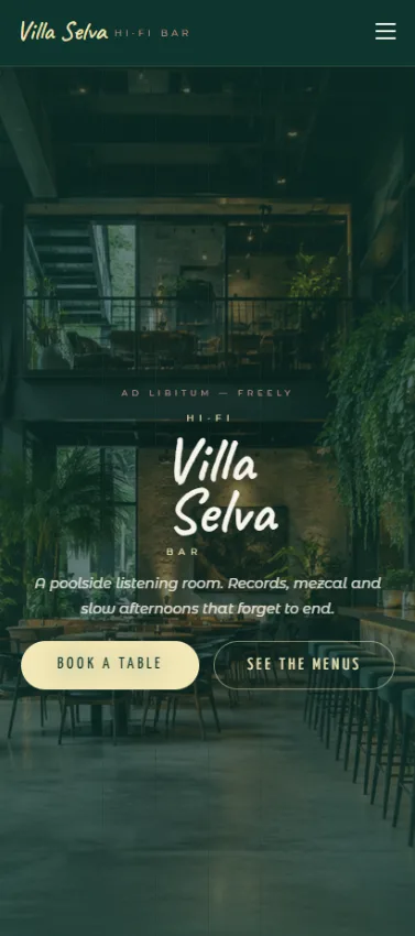 Villa Selva website on mobile