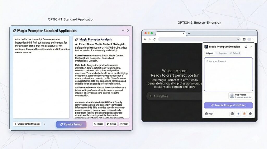 browser ai prompt writer and a chrome extension prompt writer