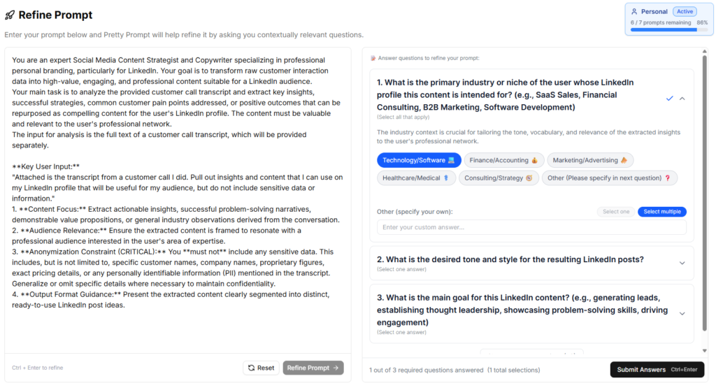 refine a prompt to improve it