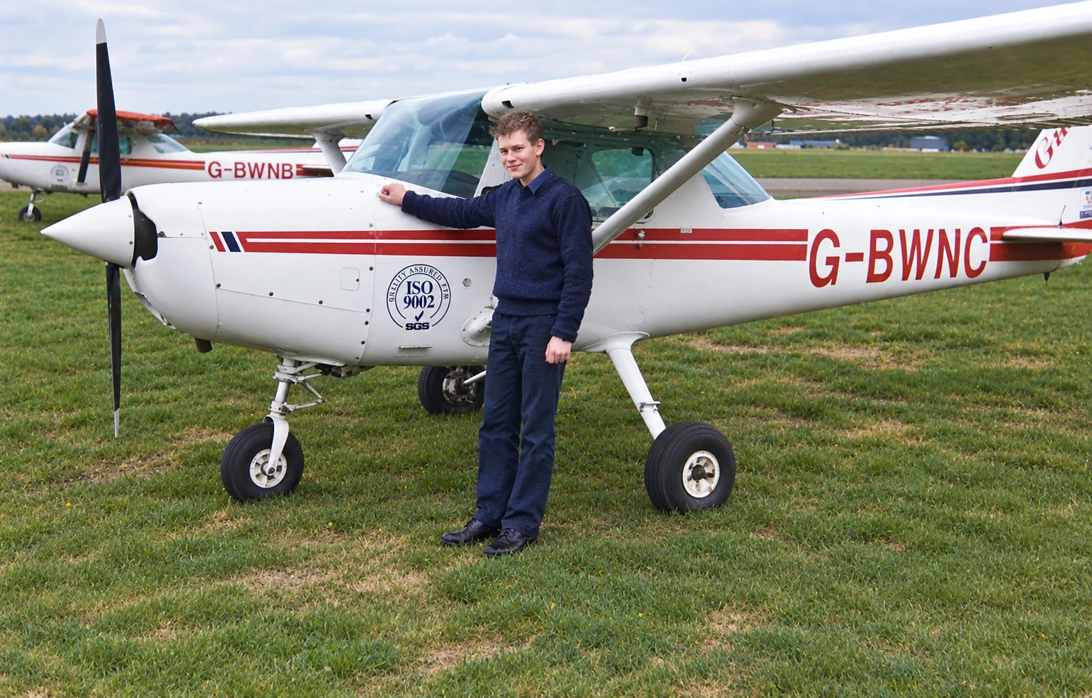 Peter with a Cessna during his RAF flying scholarship